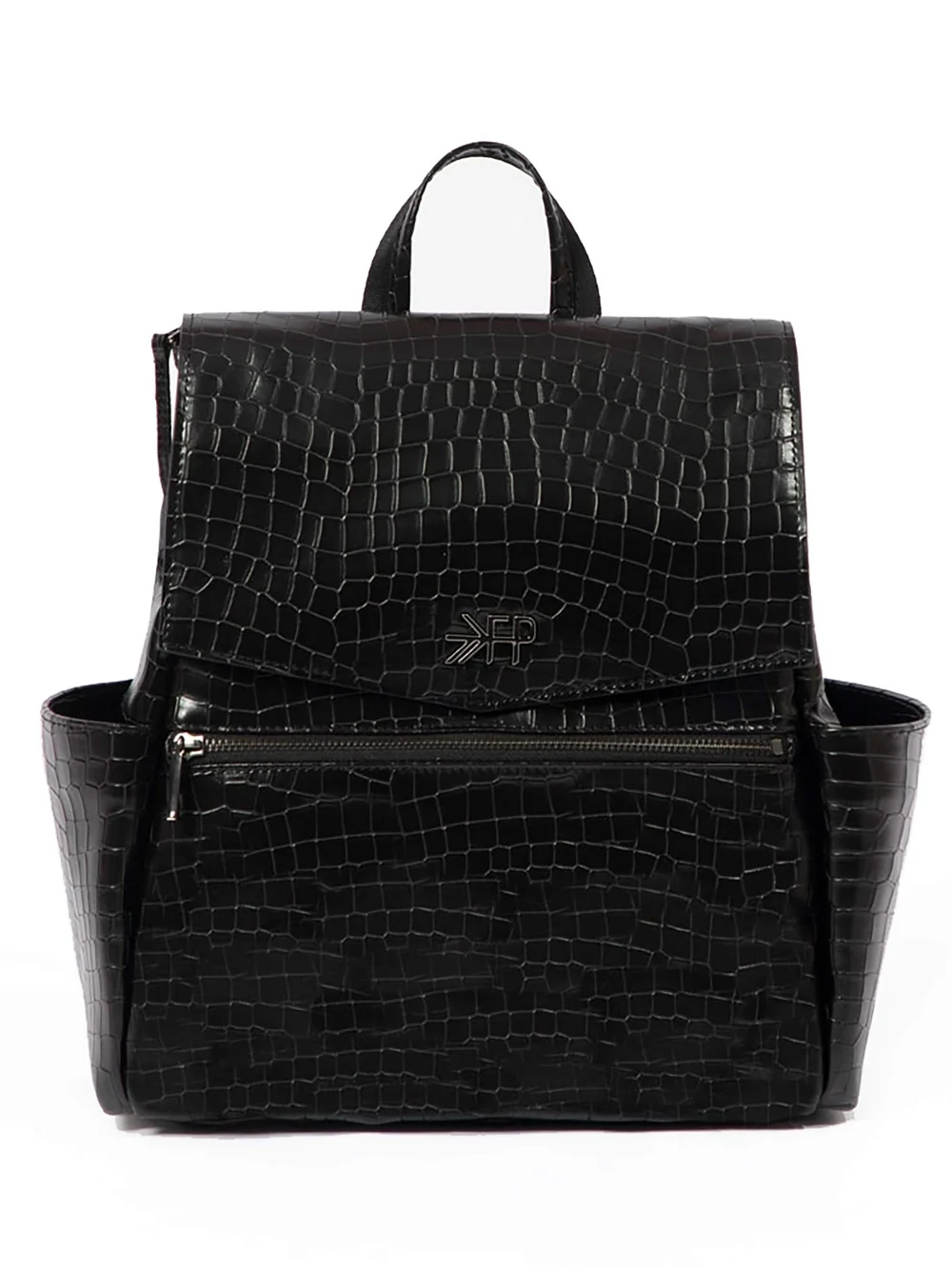 Freshly Picked Black Croc-Embossed Leather Backpack/Diaper Bag